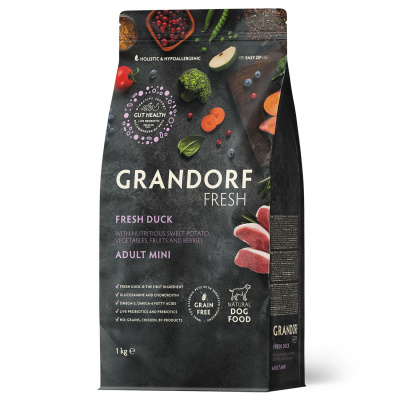 Сухой корм Grandorf Fresh Dog Adult MINI для собак мелких пород  из свежего мяса утки с бататом 1 кг