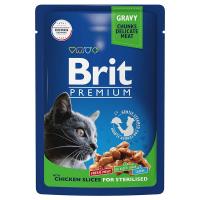 Влажный корм Brit Premium для взрослых стерилизованных кошек цыпленок в соусе 85 г