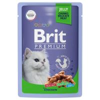 Влажный корм Brit Premium для взрослых кошек цыпленок в желе 85 г