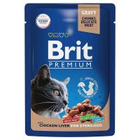 Влажный корм Brit Premium для взрослых стерилизованных кошек куриная печень в соусе 85 г