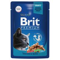 Влажный корм Brit Premium для взрослых кошек цыпленок и перепелка в соусе 85 г
