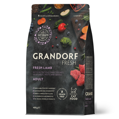 Сухой корм Grandorf Fresh Cat ADULT для взрослых кошек из свежего мяса ягненка с бататом 400 г