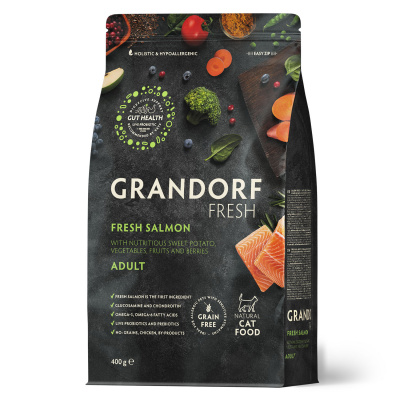 Сухой корм Grandorf Fresh Cat ADULT для взрослых кошек из свежего филе лосося с бататом 400 г