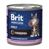 Консервированный корм Brit Premium By Nature с мясом говядины для кошек 200 г