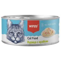 Консервы Wanpy Cat для кошек "Кусочки курицы и краб" 95 г