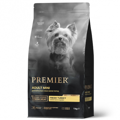 Сухой корм Premier Dog Turkey ADULT Mini из свежего мяса индейки для собак мелких пород 1 кг