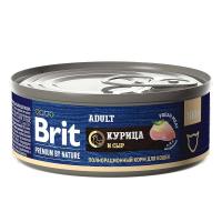 Консервированный корм Brit Premium By Nature с мясом курицы и сыром для кошек 100 г