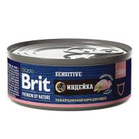Консервированный корм Brit Premium By Nature с мясом индейки для кошек с чувствительным пищеварением 100 г