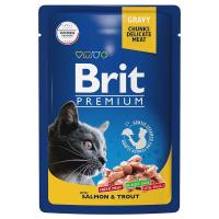 Влажный корм Brit Premium для взрослых кошек лосось и форель 85 г