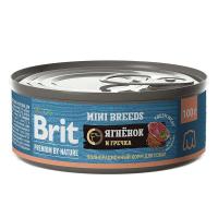 Консервированный корм Brit Premium by Nature с ягненком и гречкой для взрослых собак мелких пород. 100 