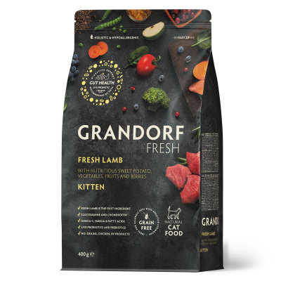 Сухой корм Grandorf Fresh Cat KITTEN для котят из свежего мяса ягненка с бататом 400 г