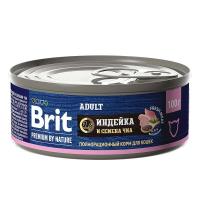 Консервированный корм Brit Premium By Nature с мясом индейки и семенами чиа для кошек 100 г