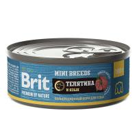Консервированный корм Brit Premium by Nature с телятиной и языком для взрослых собак мелких пород. 100 г