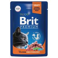 Влажный корм Brit Premium для взрослых стерилизованных кошек лосось в соусе 85 г
