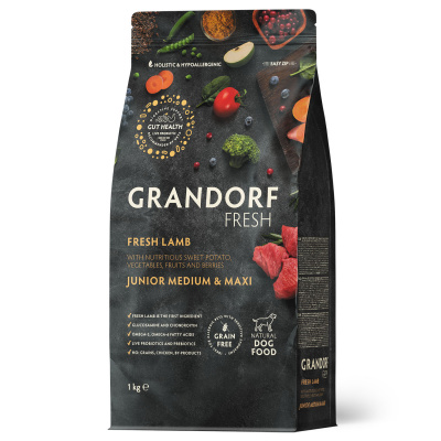 Сухой корм Grandorf Fresh Dog JUNIOR для собак юниоров из свежего мяса ягненка с бататом 1 кг