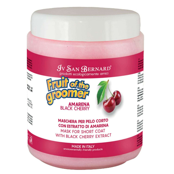 Маска Iv San Bernard Fruit of the Groomer Black Cherry, восстанавливающая для короткой шерсти с протеинами шелка 1 л