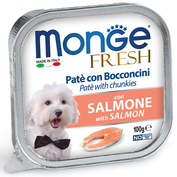 Влажный корм Monge Dog Fresh для собак, с лососем, консервы 100 г