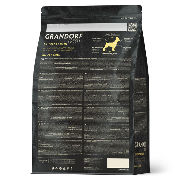 Сухой корм Grandorf Fresh Dog Adult MINI для собак мелких пород  из свежего филе лосося с бататом 1 кг