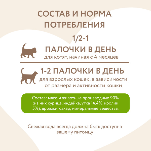 Лакомство Мнямс лакомые палочки для кошек с уткой и кроликом 3х5 г