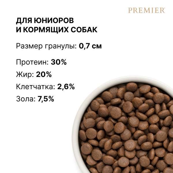 Сухой корм Premier Dog Turkey JUNIOR Medium&Maxi из свежего мяса индейки для юниоров средних и крупных пород 1 кг
