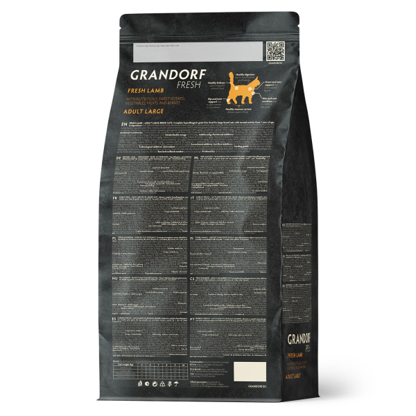 Сухой корм Grandorf Fresh Cat LARGE для крупных кошек  из свежего мяса ягненка с бататом 400 г