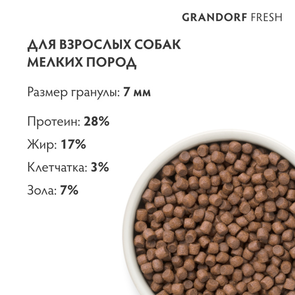 Сухой корм Grandorf Fresh Dog Adult MINI для собак мелких пород  из свежего мяса утки с бататом 1 кг