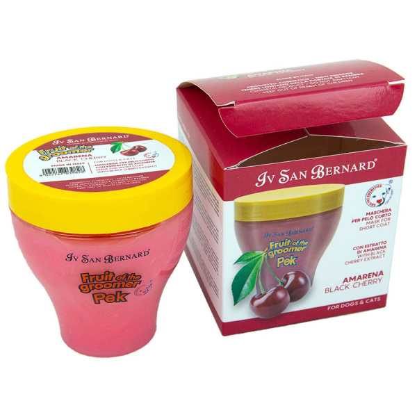 Маска Iv San Bernard Fruit of the Groomer Black Cherry, восстанавливающая для короткой шерсти с протеинами шелка 250 мл