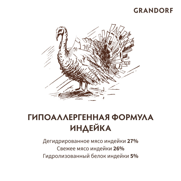 Сухой корм Grandorf Adult Medium Maxi для взрослых собак средних и крупных пород, из индейки 10 кг