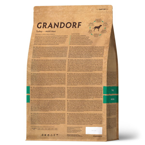 Сухой корм Grandorf Adult Maxi для взрослых собак крупных пород, из индейки 10 кг
