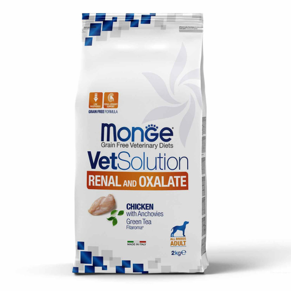 Диетический корм Monge VetSolution Dog Renal and Oxalate Ренал и Оксалат для собак при ХПН и профилактике образования уролитов оксалата кальция 2 кг
