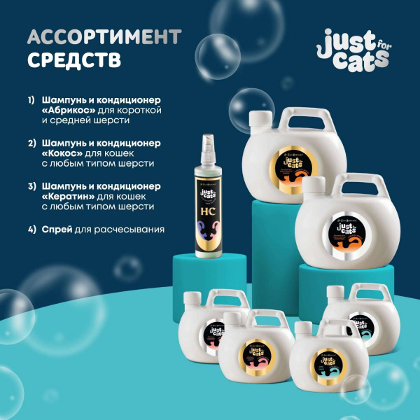 Успокаивающий кондиционер Iv San Bernard Just for cats Coconut для любого типа шерсти 1000 мл