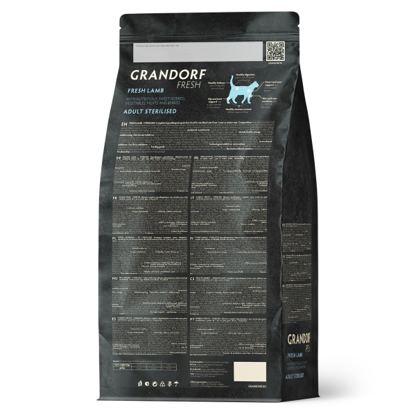 Сухой корм Grandorf Fresh Cat STERILISED для стерилизованных кошек из свежего мяса ягненка с бататом 400 г