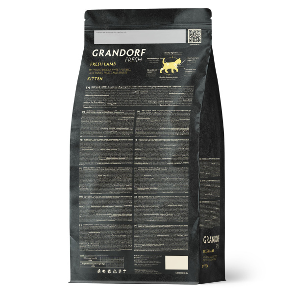 Сухой корм Grandorf Fresh Cat KITTEN для котят из свежего мяса ягненка с бататом 400 г