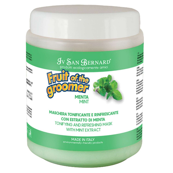 Маска Iv San Bernard Fruit of the Groomer Mint, восстанавливающая для любого типа шерсти с витамином В6 1 л