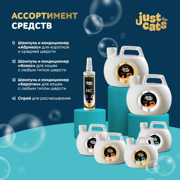 Успокаивающий шампунь Iv San Bernard Just for cats Coconut для любого типа шерсти 1000 мл