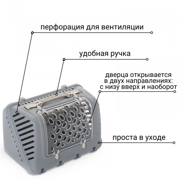 Переноска MPS P-BAG с плечевым ремнем, облегченная, 44,5×26,5x28см цвет серый